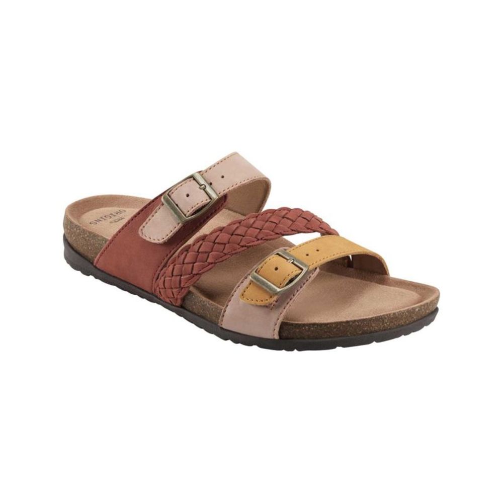 EARTH ORIGINS Womens Beige Oleen Toe Wedge Slip On Leather Slide Sandals 9.5 M - Picture 1 of 4